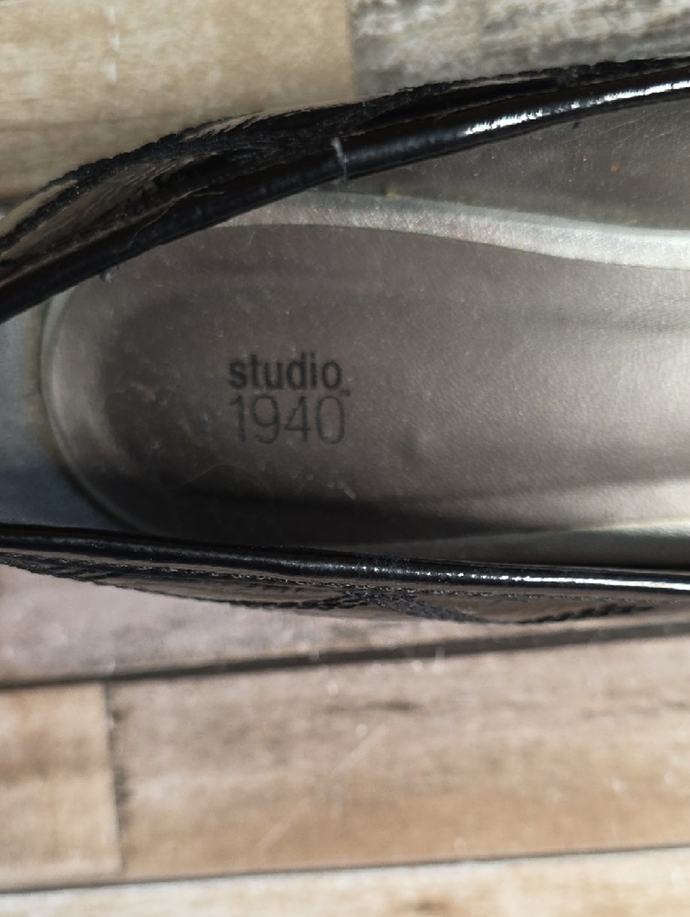 Women's Black Patent Ballet Flats with Buckle - Picture 5 of 7